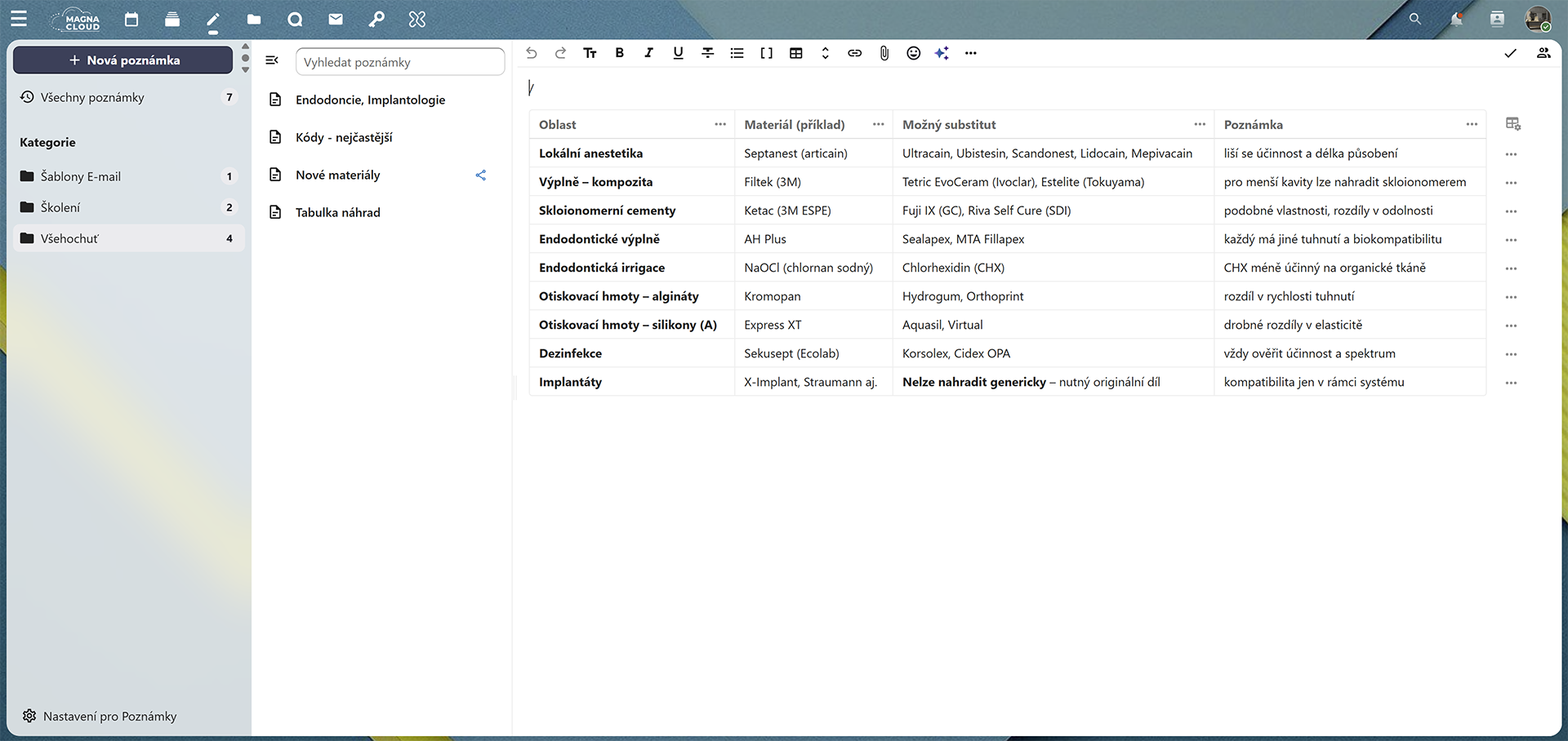Poznámky na jednom místě